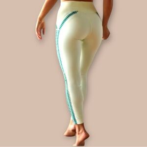 FP Movement by Free People Cream and Green Leggings
